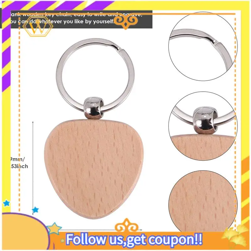 

Последние-30 шт. пустой деревянный брелок в форме сердца DIY деревянные брелки для ключей DIY подарок