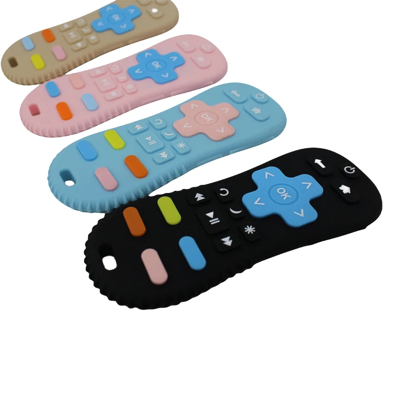 Baby silicone remote control teether baby anti-eating hand teething stick cartoon soothing teething toys cognitive teething toys