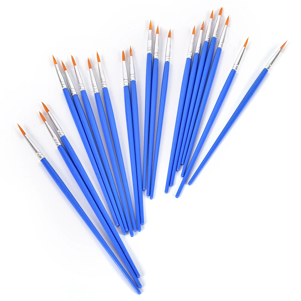 10 Pack Nylon Hair Artist Paint Brushes Acrylic Watercolor Round Thin Hand Tip Paint Brush Watercolor Brushes