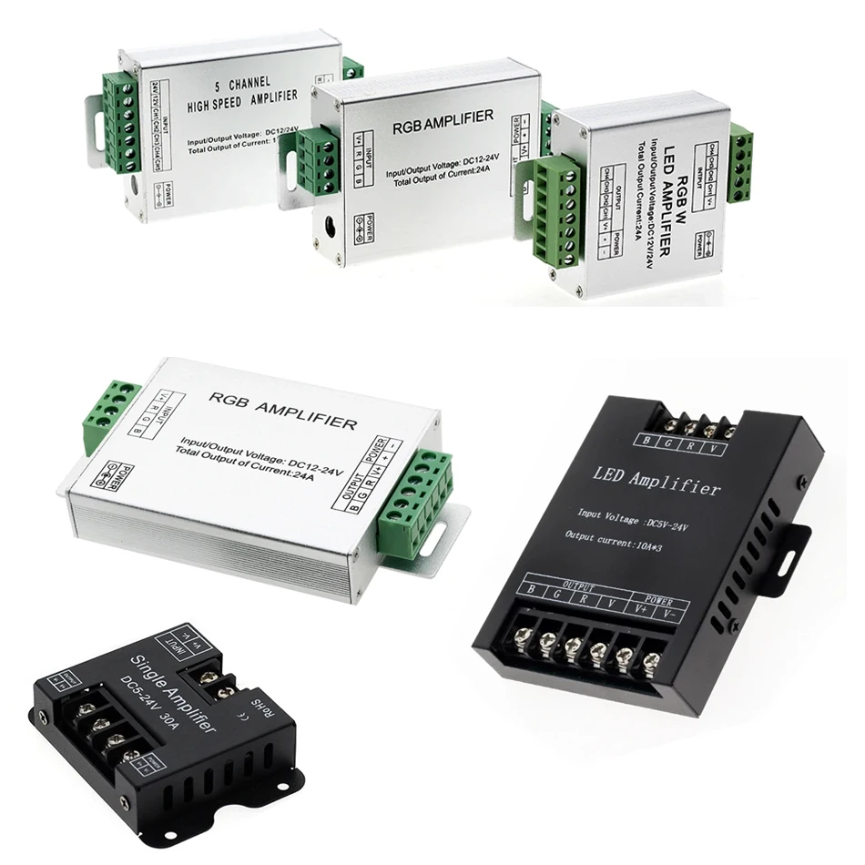 RGB RGBW RGBCCT High Speed LED Power Amplifier 24A 30A 1 Channel 3 Channel 4 Channel 5 Channel Signal Repeater Controller