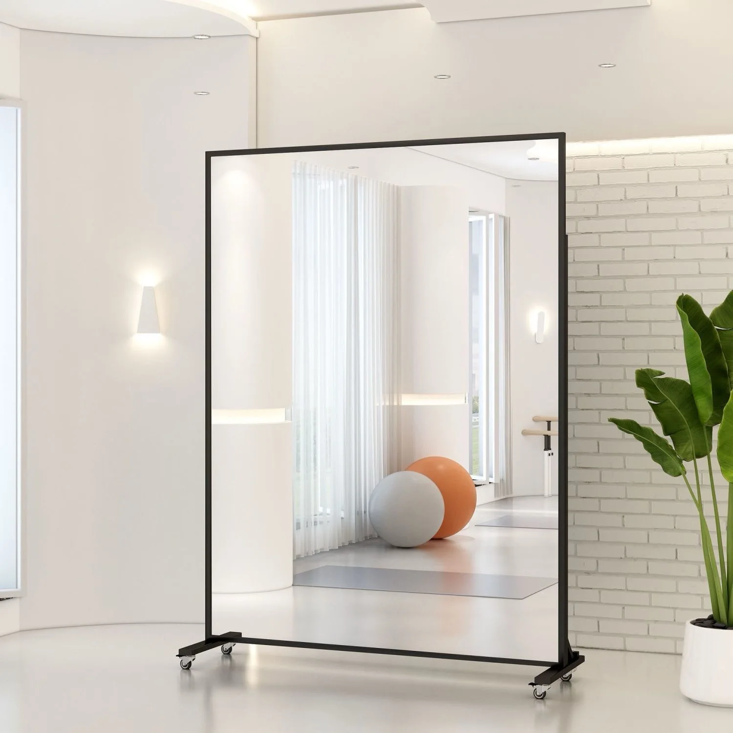 

Dance mirror Full-length mirror Floor mirror Home mobile dancing Practice yoga Fitness movable universal wheel Show thinness