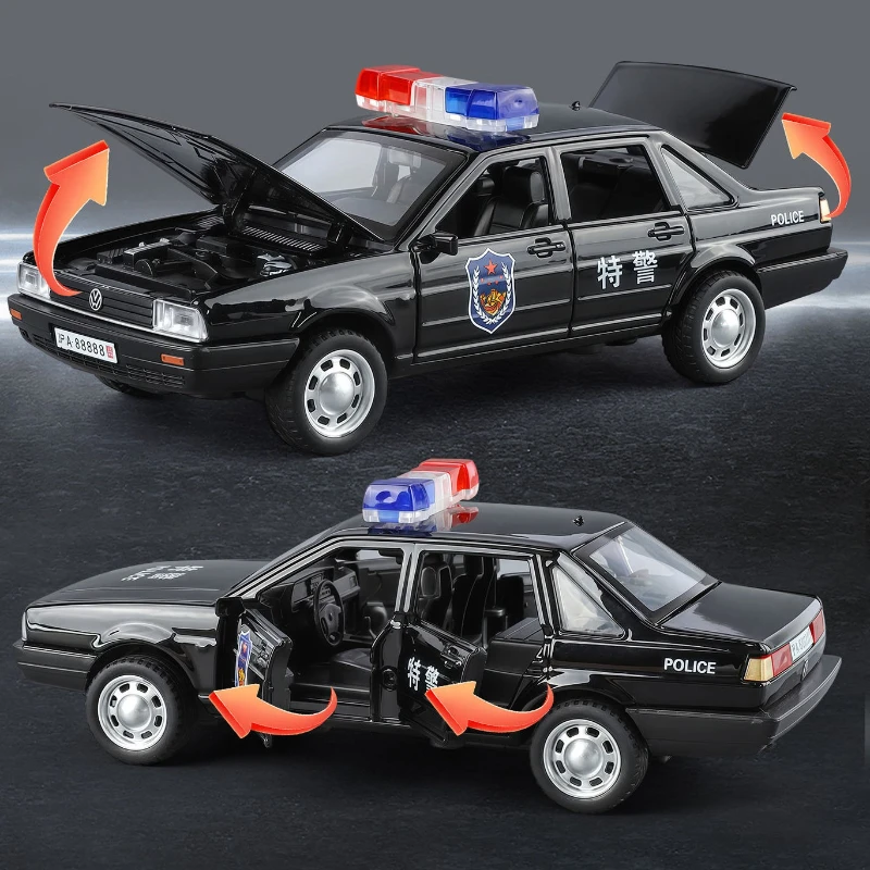 1:32 Santana Polizeiauto Hohe Simulation Diecast Auto Metalllegierung Modellauto Kinderspielzeug Sammlung Geschenke