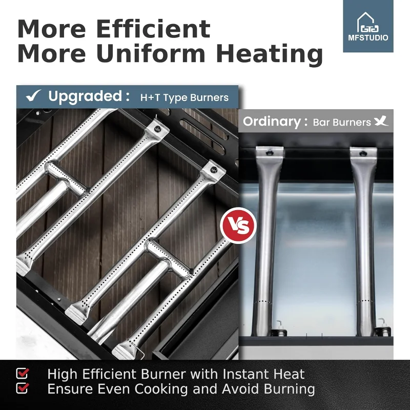 MFSTUDIO Small Portable Propane Griddle, 2 In 1 Gas BBQ Travel Grill with Foldable Stand, Compact and Light Countertop Grills