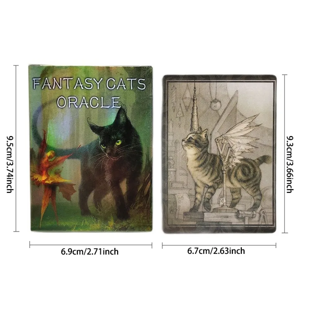 Fantasy Cats Oracle Deck 9.3*6.7ซม. การ์ด Oracle 24 ชิ้น