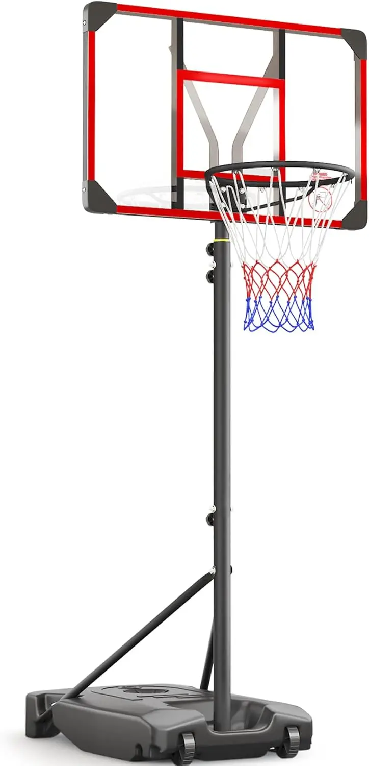 

Adjustable Kids Basketball Hoop 4.82-8.53ft Portable Outdoor/Indoor with Enlarged Base & PC Backboard