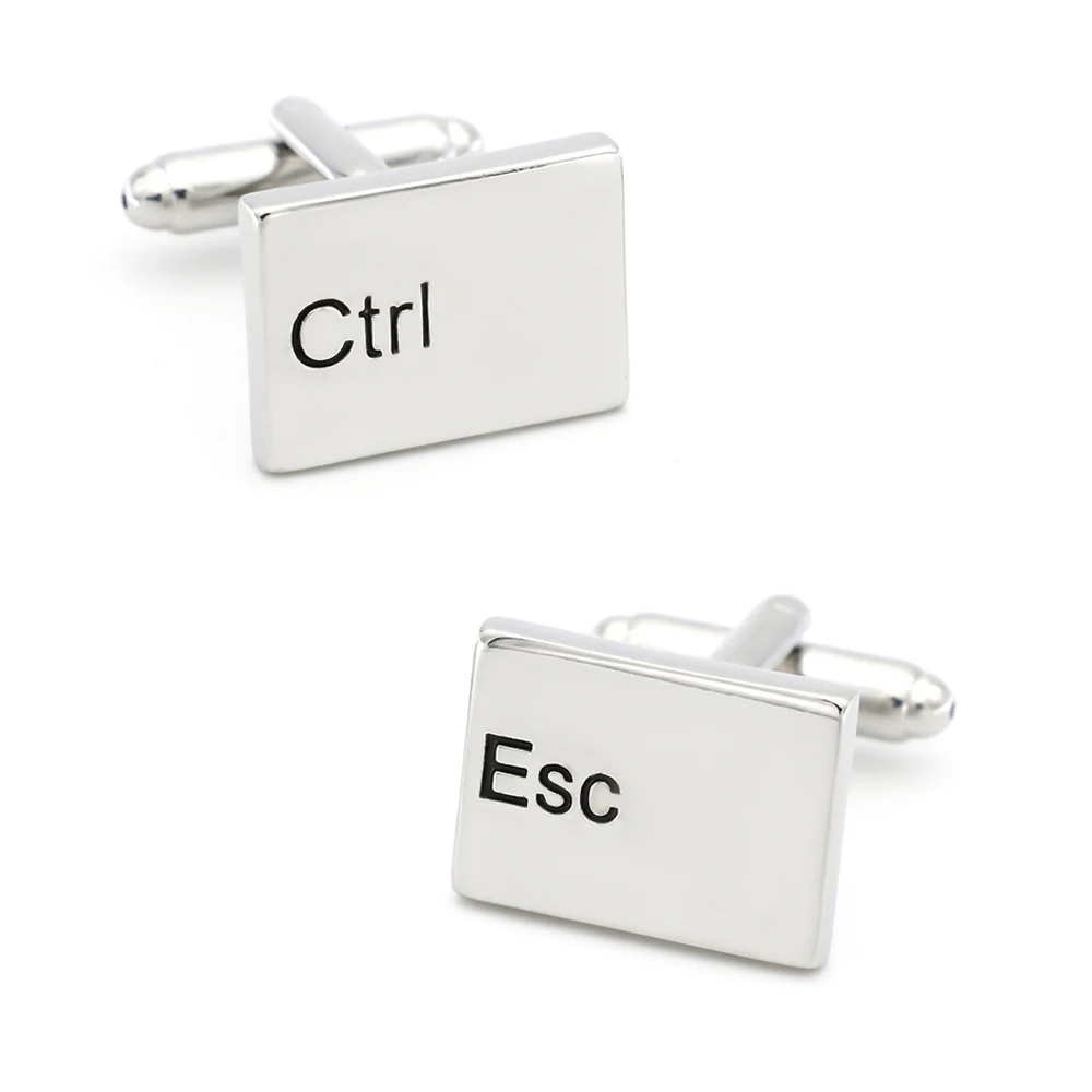 Computer Design Esc & Ctrl Keyboard Cufflinks For Men Quality Copper Material Silver Color Cuff Links Wholesale&retail