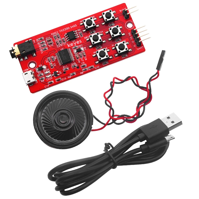 Picture 4: KEYES YX5200-24SS MP3 Voice Module With TF Card Solt +Speaker+Micro USB UART Port For Arduino &Raspberry Pi Projects DIY Kit
