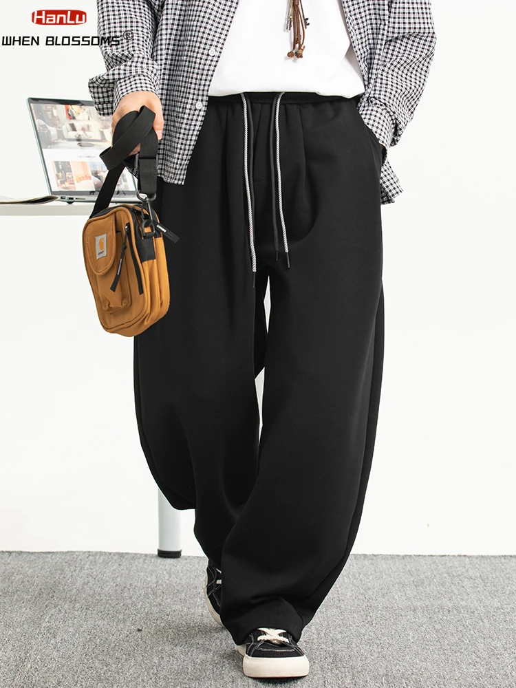 Spring Japanese Style Men's Loose Oversized Drop-Crotch Joggers Pleated Drawstring Casual Pants 2025 Fashion Trend