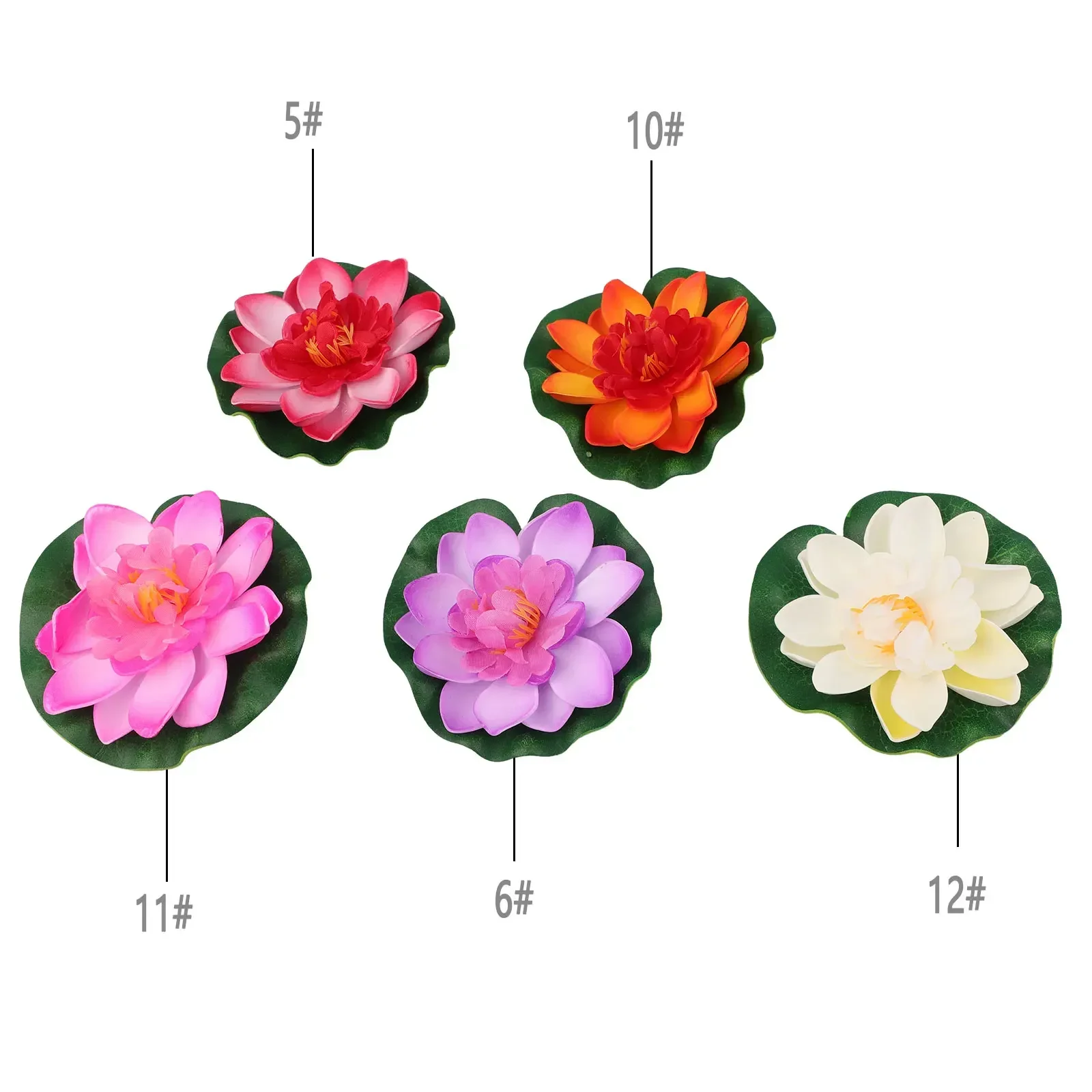 5pcs Artificial Lotus Fake Water Lily Flowers Random Color Floating Plants Aquarium Tub Pond Pool Decoration Home Decor