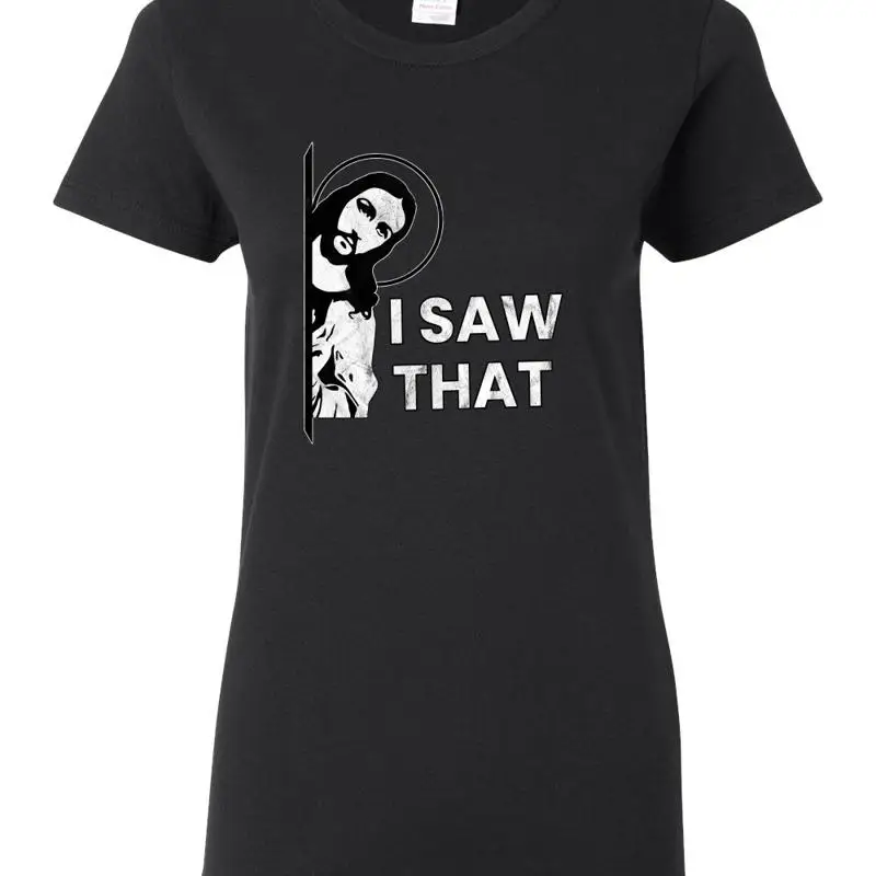 

I Saw That Funny Jesus In Doorway Distress Faith Women T Shirt