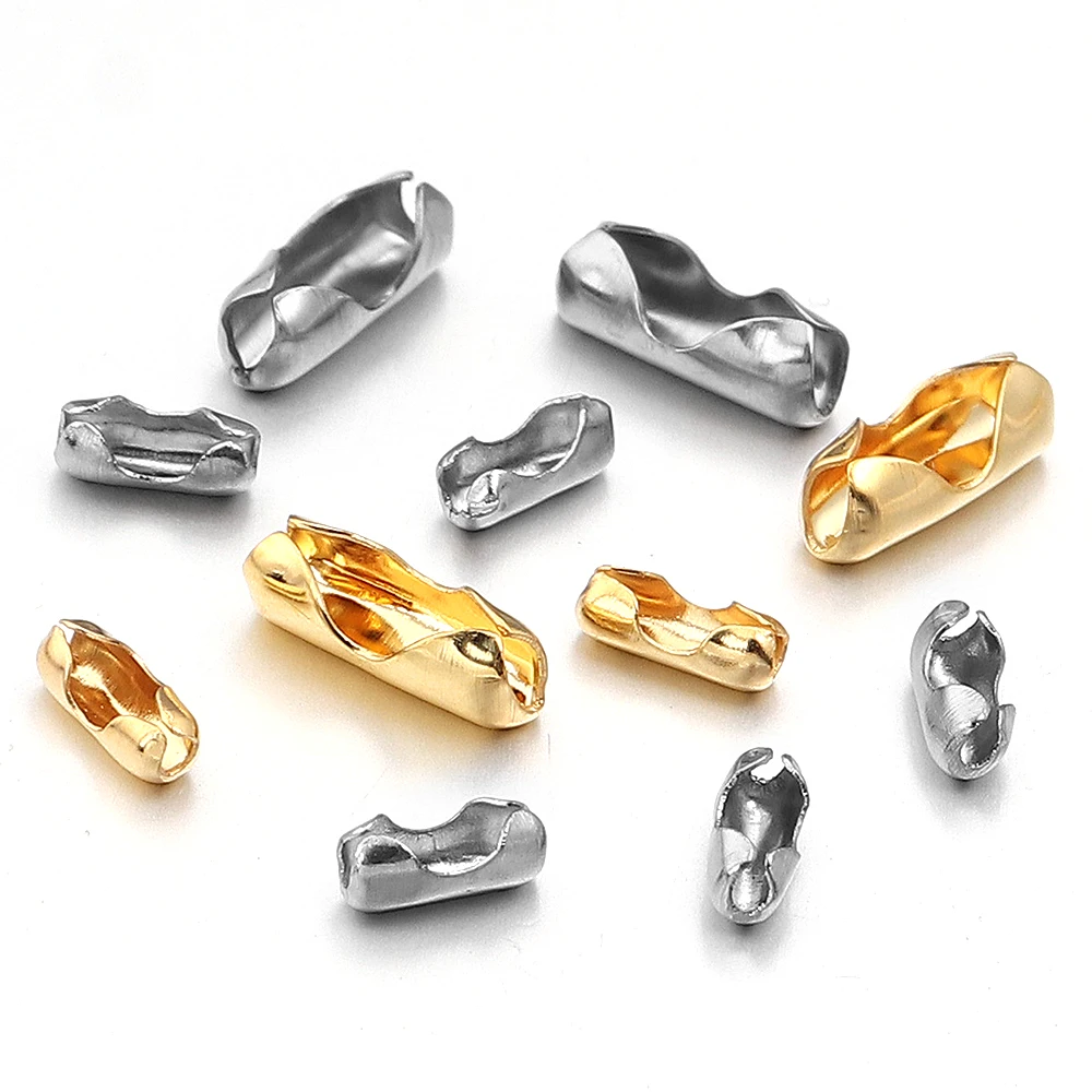 40-100 teile/los 1,5/2,4mm Edelstahl Kugel Perlen Ketten Stecker Verschlüsse Für DIY Schmuck Machen Halskette armbänder Zubehör