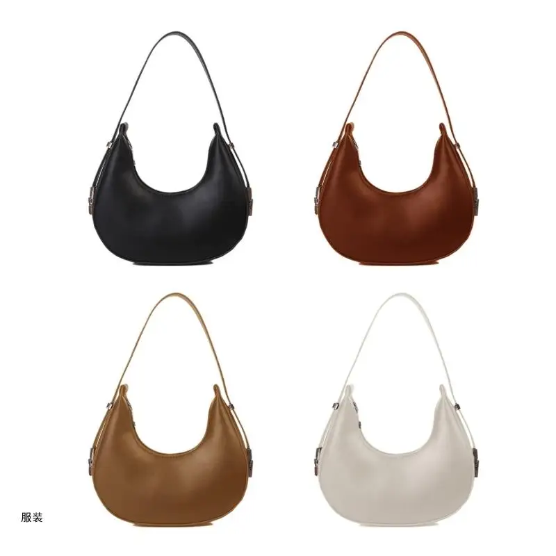 D0UD Leather Handbags for Girl Women Half Bags Carrying Purse Underarm Bag