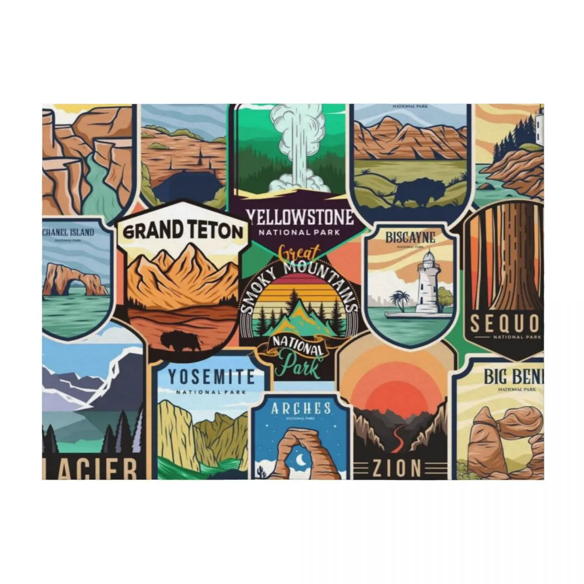

National Parks Logo Design Throw Blanket Vintage Sofa Single Thermal Blankets
