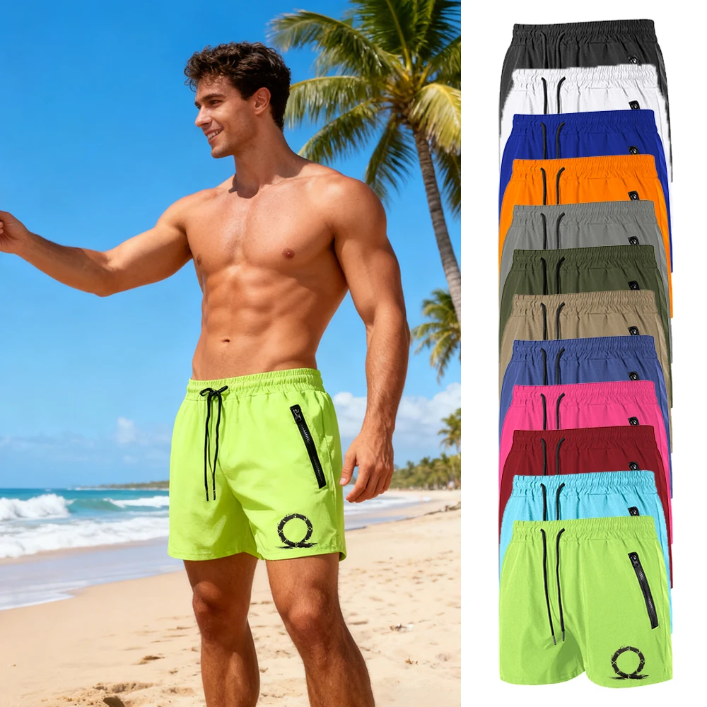 

Летние повседневные пляжные шорты с эластичным поясом на шнурке, легкая пляжная одежда, подходящая для серфинга, плавания и фитнеса.