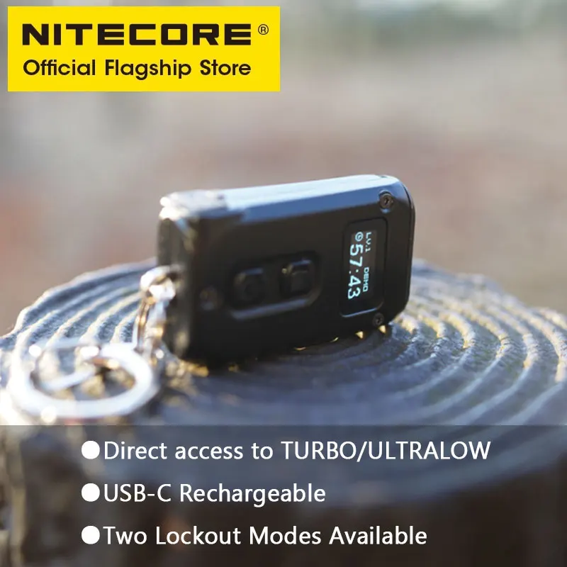 NITECORE TINI2 miniature portable keychain lamp dual-core OLED EDC portable flashlight APC Sleep Technology With Li-ion Battery