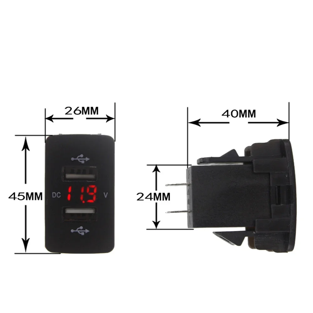 12V 24V Dual USB Car Charger Auto Adapter LED Voltmeter Socket For Honda CIVIC CROSSTOUR C