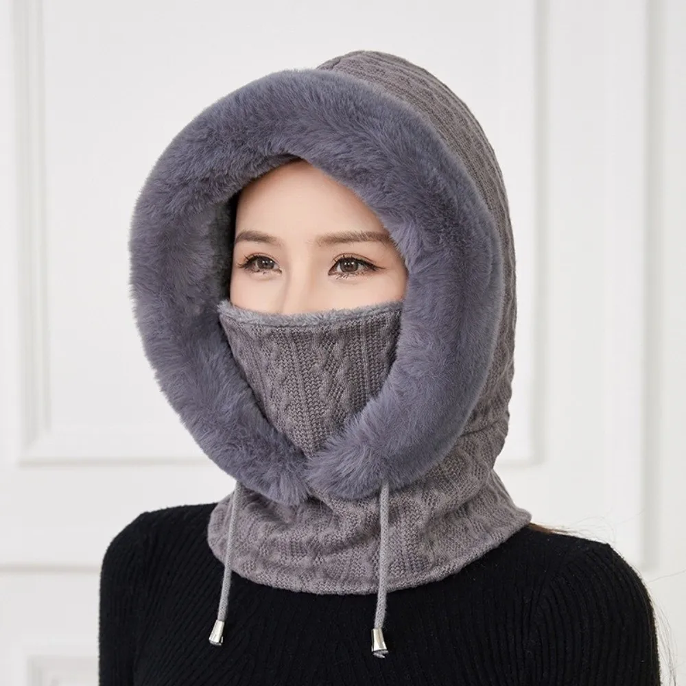 Topi Balaclava Rajut Tebal Berlapis Bulu untuk Musim Dingin, Pelindung Telinga, Topi Lembut untuk Pria Wanita