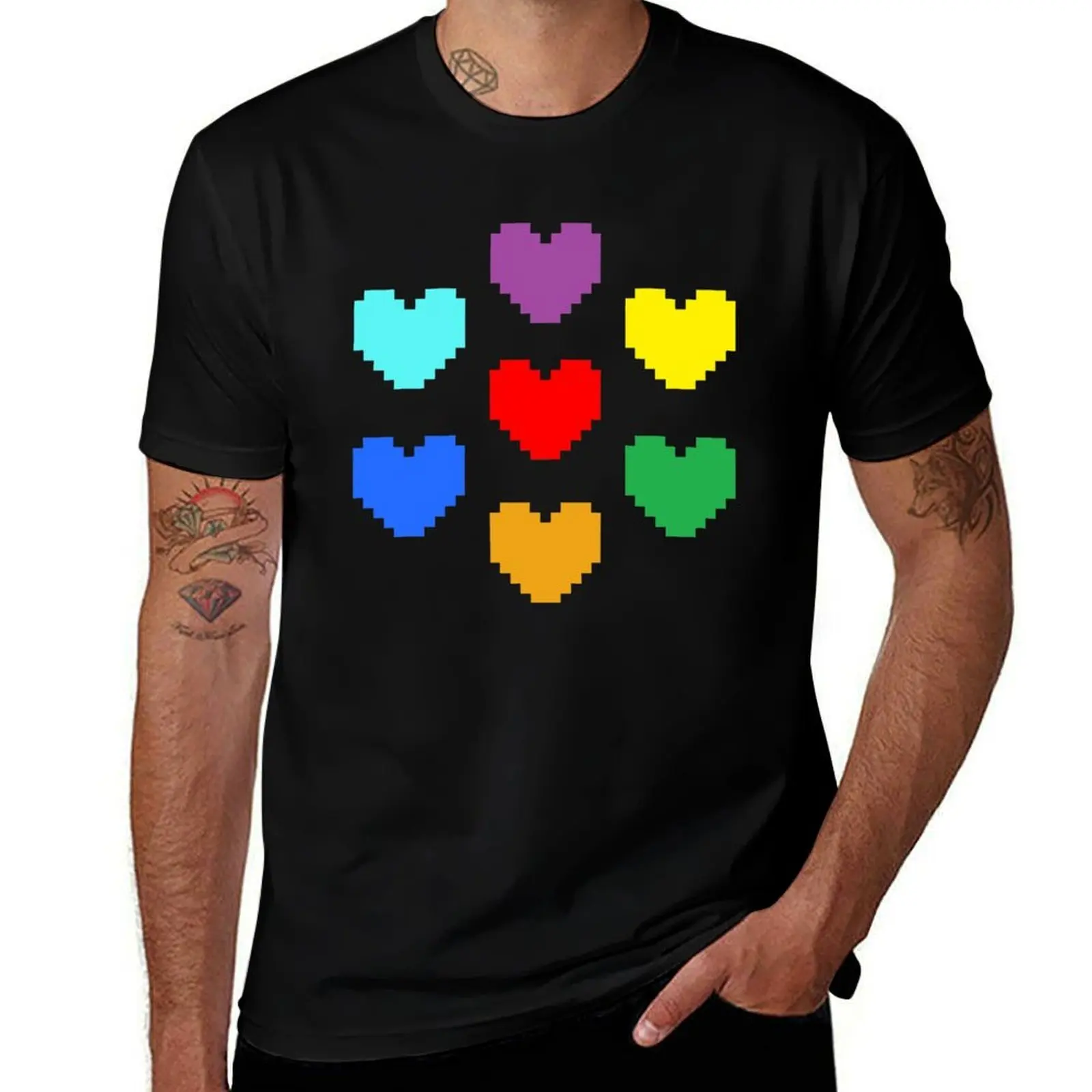 Pixel Hearts T-Shirt t shirt for man 100 percent cotton T-Shirt