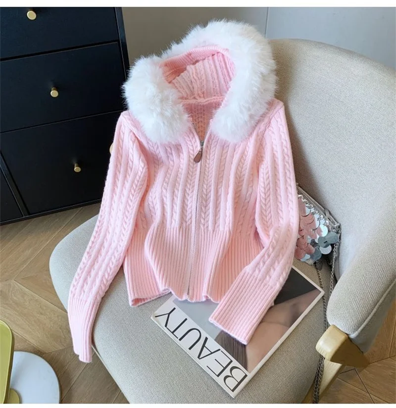 

Новые осенне-зимние женские короткие свитера, элегантные вязаные кардиганы с капюшоном, трикотажные жакеты с длинными рукавами, корейская женская верхняя одежда, топы