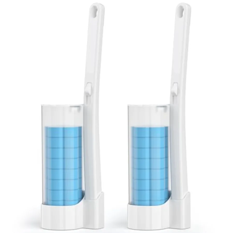 

Disposable Toilet Brush 2 Pack- Toilet Brush and Holder Set, Toilet Bowl Brush, Each Toilet Wand with 10PCS Brush Refills for B