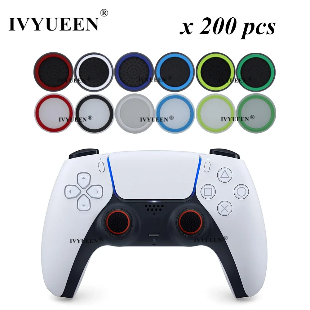 IVYUEEN 200 PCS Analog Thumb Stick Grips Caps for Dualshock 5 4 PS5 PS4 PS3 Controller Thumbsticks Cover for XBox One X S 360