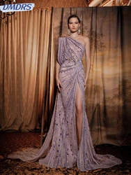 2025 Modern One Shoulder Evening Dress Sequined Bead Prom Gown Exquisite Mermaid Long Cocktail Dresses Customized Robe De Mariée