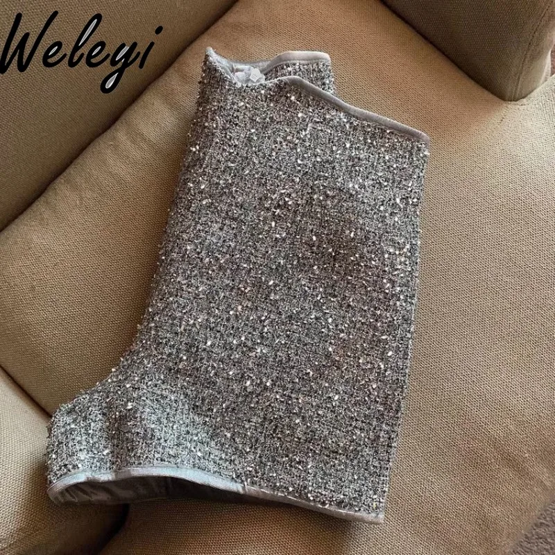 Hot Girl Blingbling Bright Silk Suit Shorts for Women 2025 Summer Casual Women's High Waist Slimming Wide Leg Hot Pants Feminino