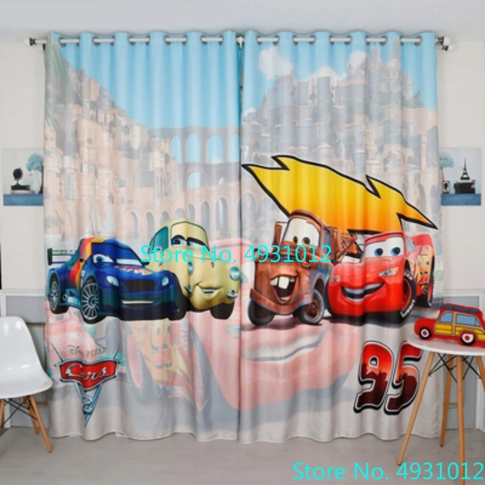 ของขวัญวันเกิดม่านบังแดด Lightning McQueen รถ 3D พิมพ์ที่กําหนดเองผ้าม่านหน้าต่างสําหรับห้องนอนห้องนั่งเล่นตกแต่งบ้าน