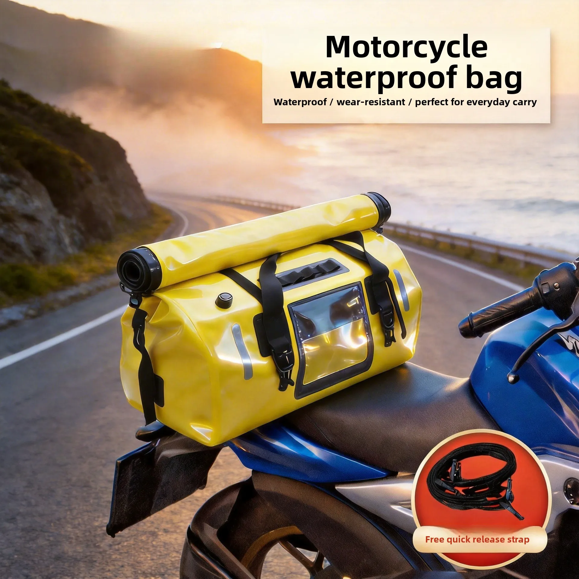 Motorcycle Tail Bag Waterproof Roll Top - 2026年防水オートバイテールバッグ大容量バイクサドルロールトップシールツアーラゲッジビーチ収納バッグ