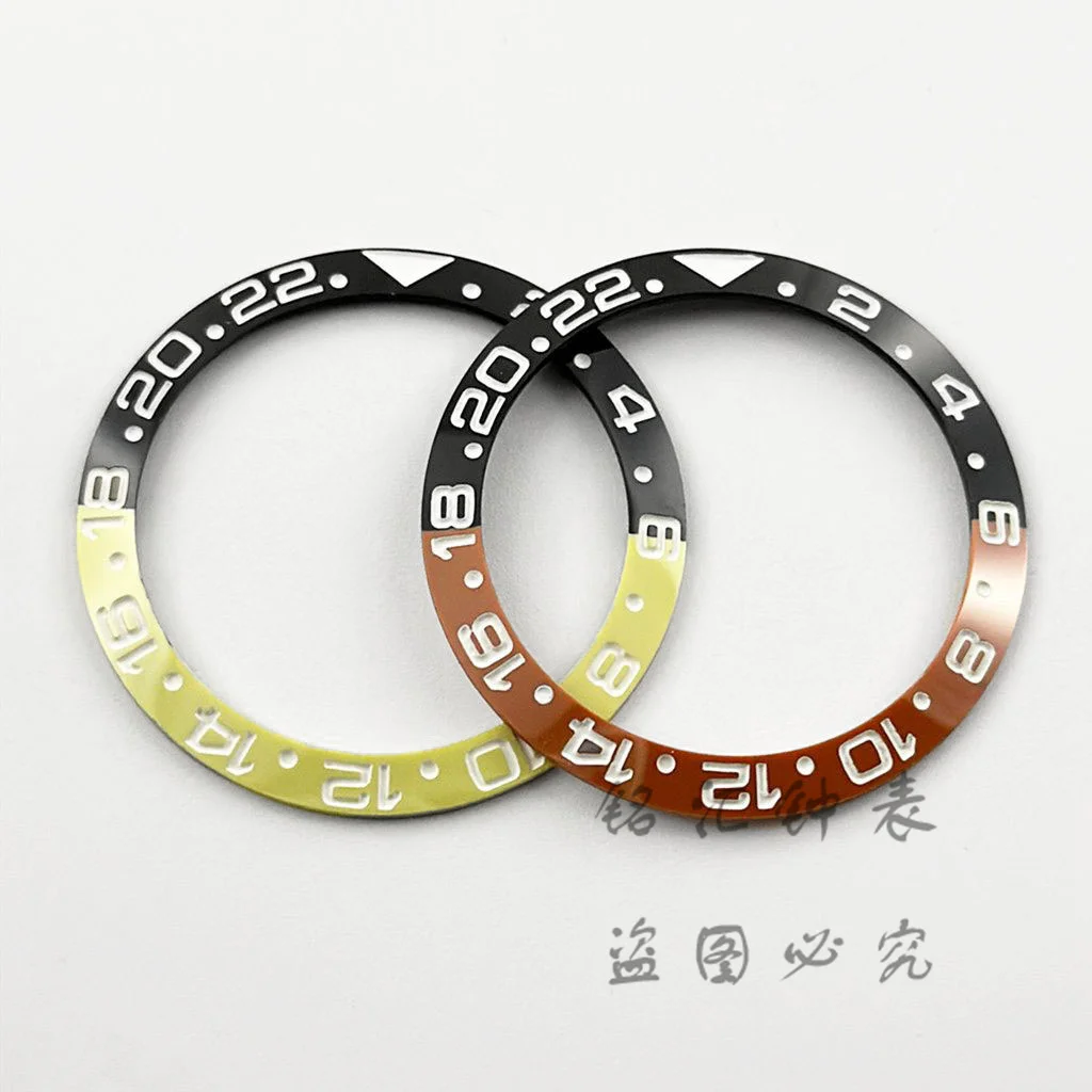 Sloping 38mm Orange Yellow Green Blue Black GMT Ceramic Bezel Watch Insert For Watch Replace Watch Bezel Inserts