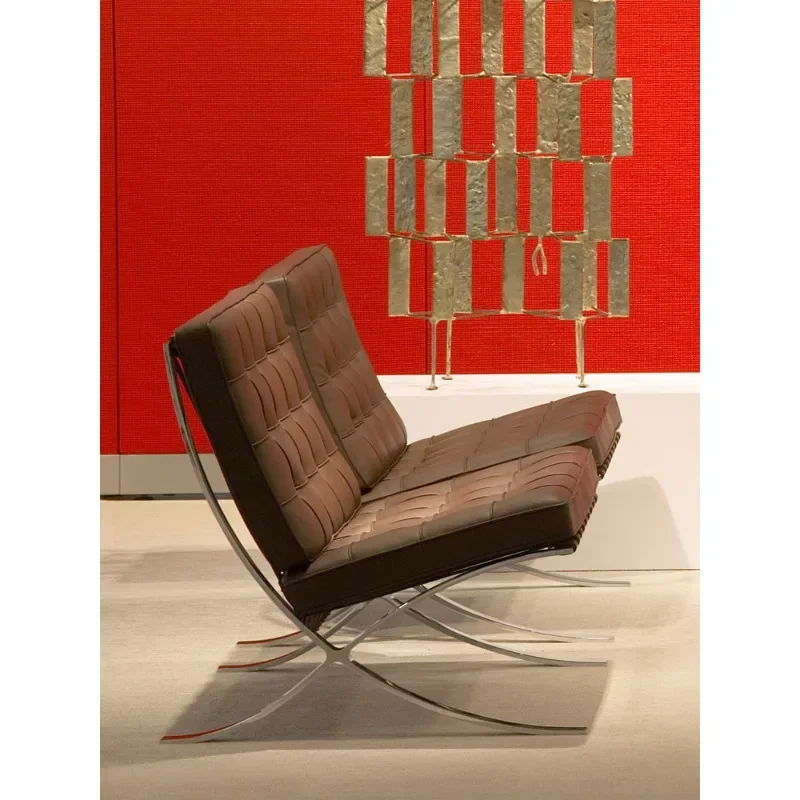 

Single sofa chair light luxury leather living room designer simple