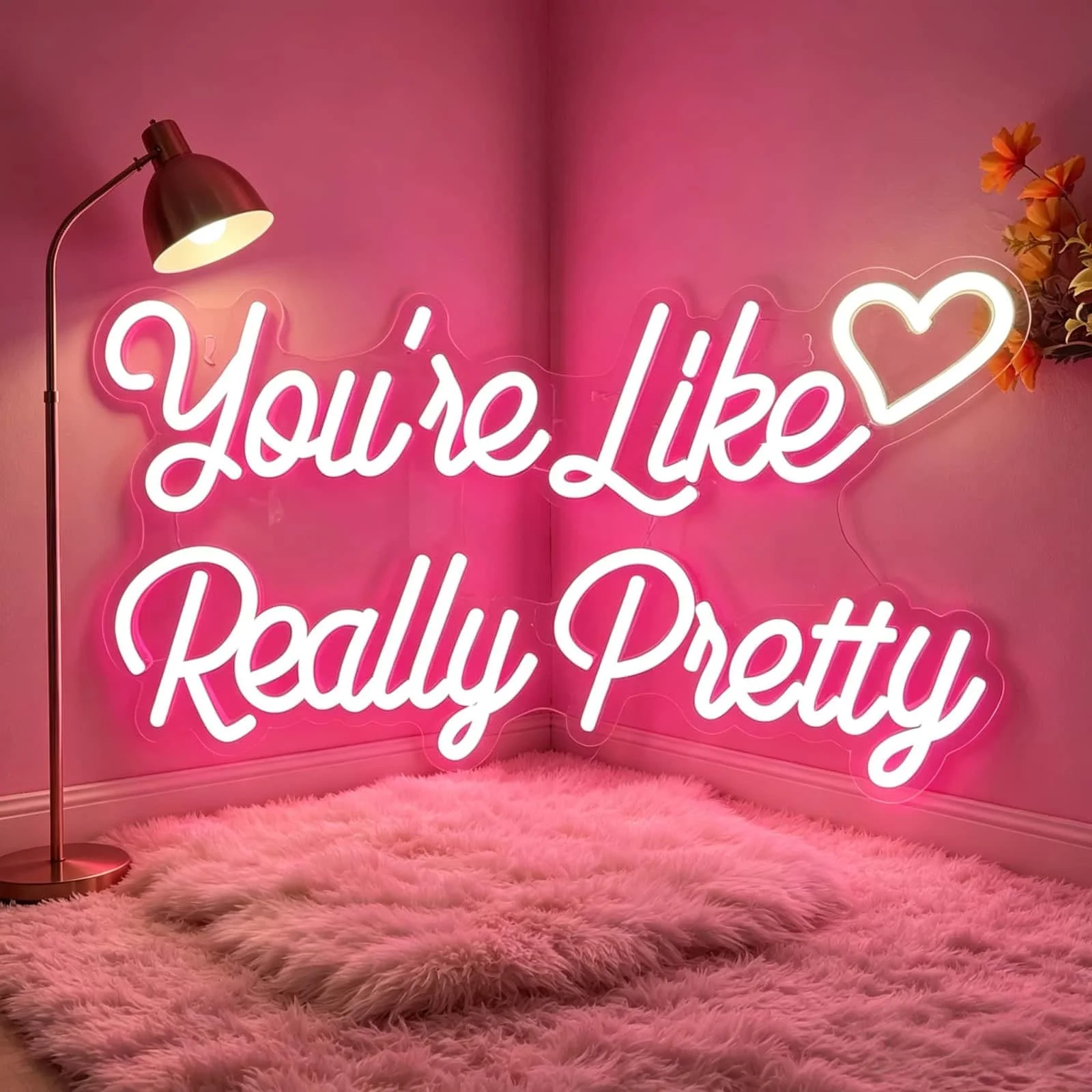 

You're Like Really Pretty Neon Sign, Pink LED Neon Light for Wall Decor, Aesthetic Room Decor for Bedroom, USB Powered Gift