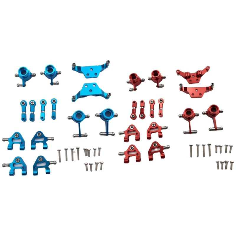 

2Set Metal Upgraded Parts Steering Cup Swing Arm Shock Absorber Plate Set For Wltoys P929 P939 K969 K979 Red & Blue