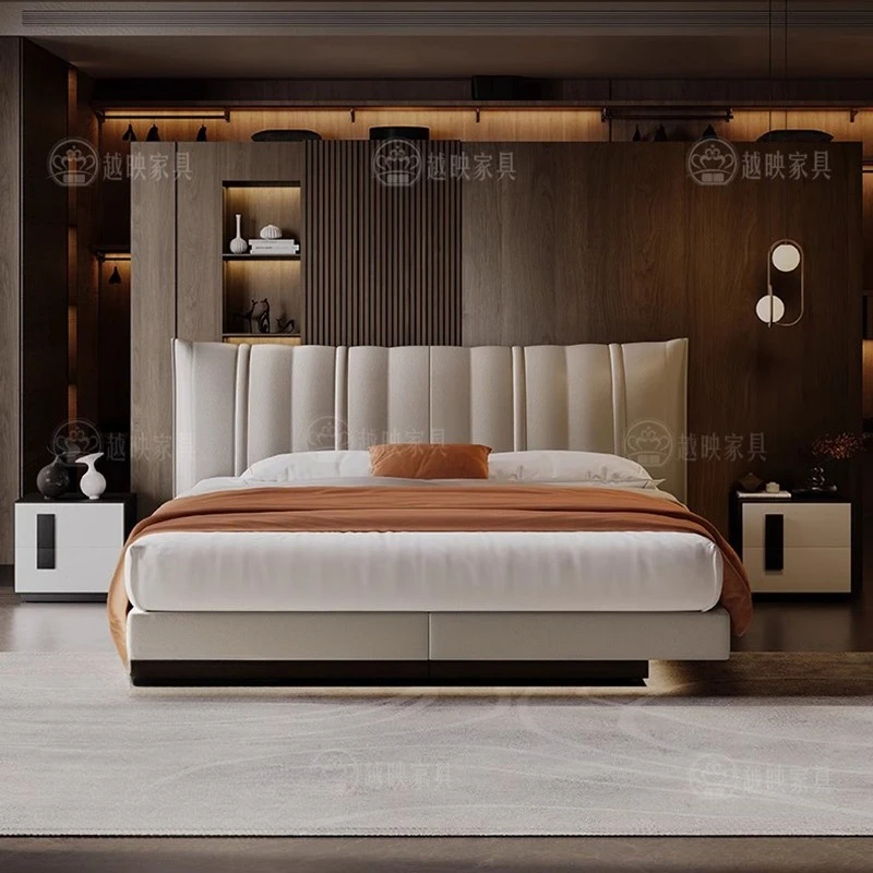 

Luxury Leather Bed Platform Sleeping Safe Sofa Modern Headboards Massage Bed Double Loft Letto Matrimoniale Trendy Furniture