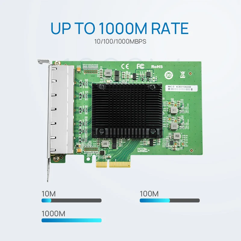 Imagem -03 - Lr-link 2006pt Seis Portas Gigabit Pcie x4 Placa de Rede Rj45 Pci Express Lan Ethernet Servidor Adaptador Intel I350 Nic