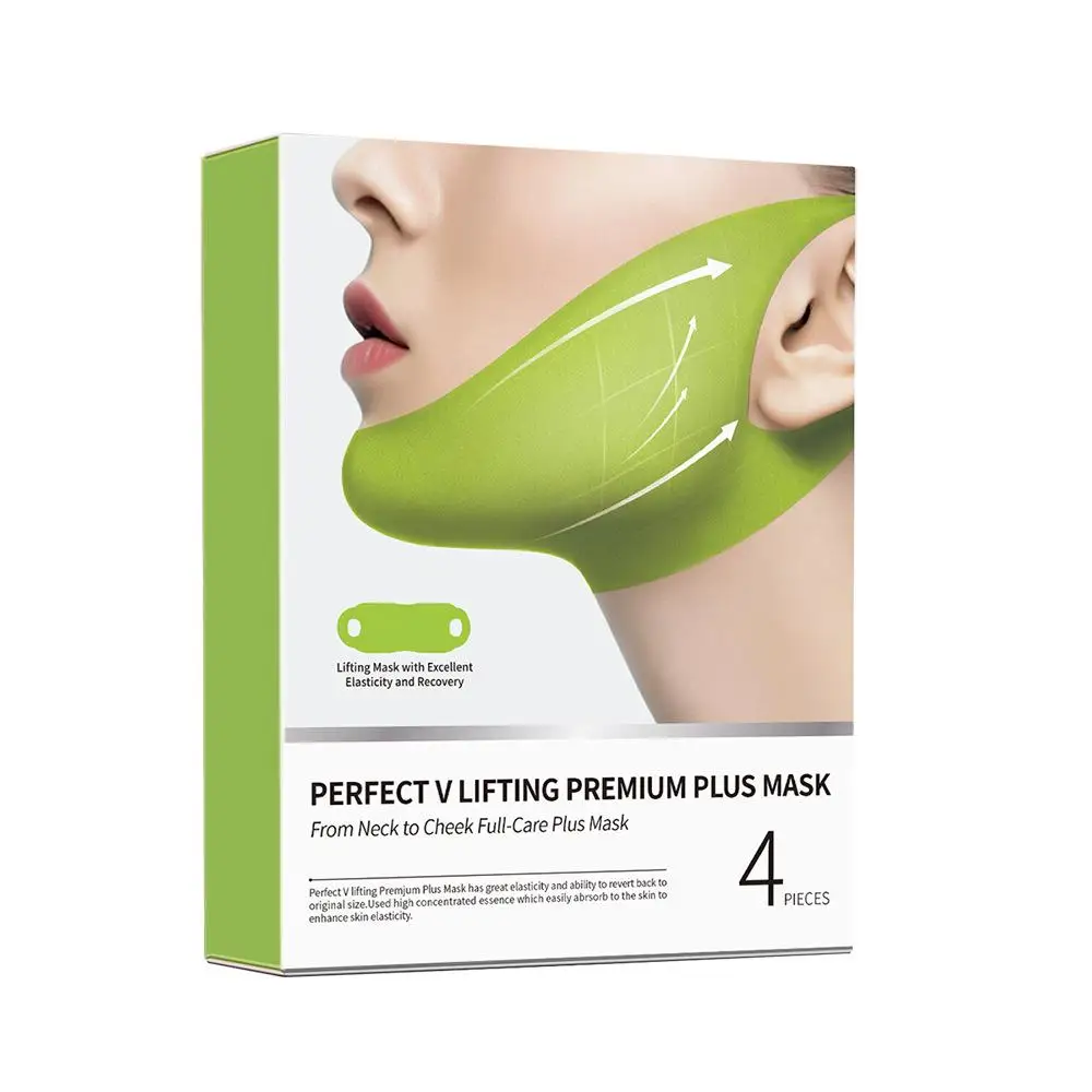 4PCS/Box Cactus V-Shaped Firming Lifting Mask Collagen Hydrating Moisturizing Gel Patches for Double Chin Cheek Care Mask