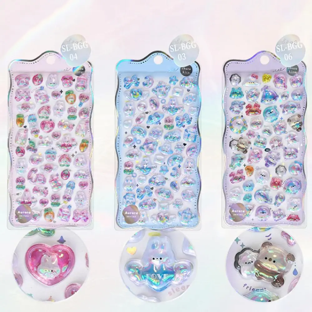 Kawaii 3D الحيوانات ملصقات لطيف البسيطة التدرج ملصقات سجل القصاصات الكرتون ملصق DIY مجلة القرطاسية الفن ملصقات الجمالية #4