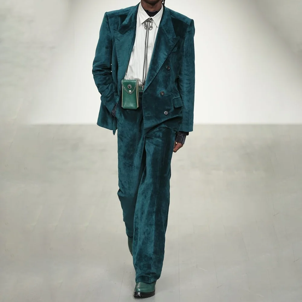 

Модный бархатный мужской костюм из 2 предметов, роскошный мужской деловой пиджак высокого качества, комплект свадебной вечеринки, куртка, брюки Trajes Para Hombre