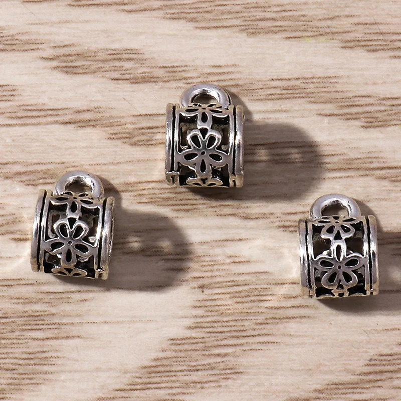 Tusember 15 Stück antike silberfarbene Perlen für die Schmuckherstellung, Armband, Halskette, Zubehör, modische Anhänger, DIY-Zubehör – Detail 2