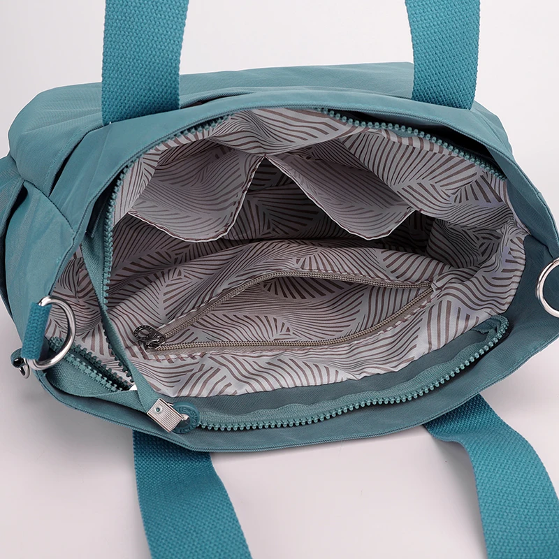 Schicke Damen Nylon Umhängetasche mit Verstellbarem Riemen Reißverschluss Vielseitige Einfarbige Schultertasche für den Alltag – Detail 7