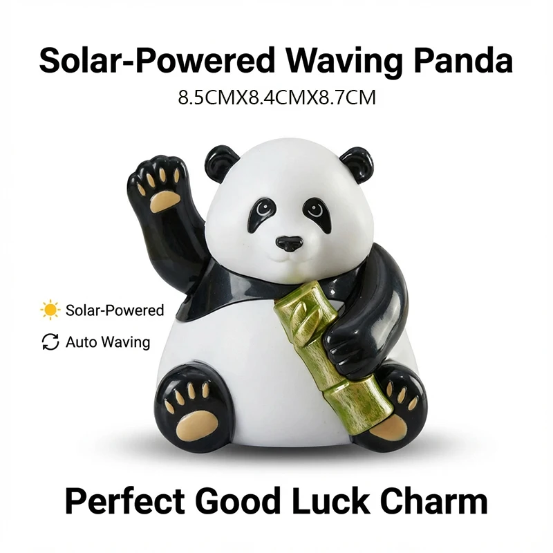 "Rising constante, panda gigante con detección de luz, ondas automáticas a mano, accesorio para coche Mini Panda Waving de prosperidad.