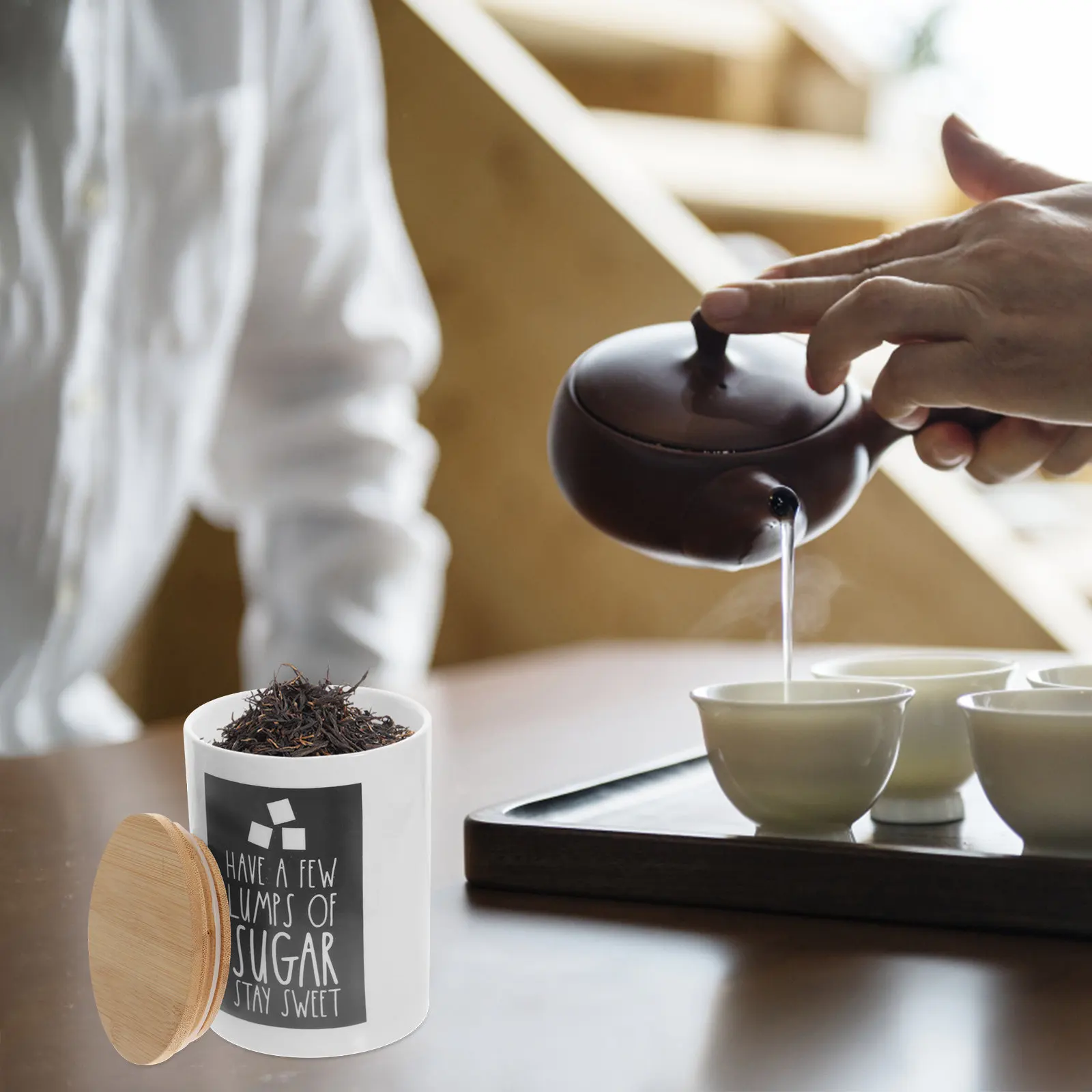 Nordic Style Ceramic Sealing Jar with Airtight Lid for Kitchen Storage Freshness Spill Proof Cereal Flour Sugar Tea Coffee Beans