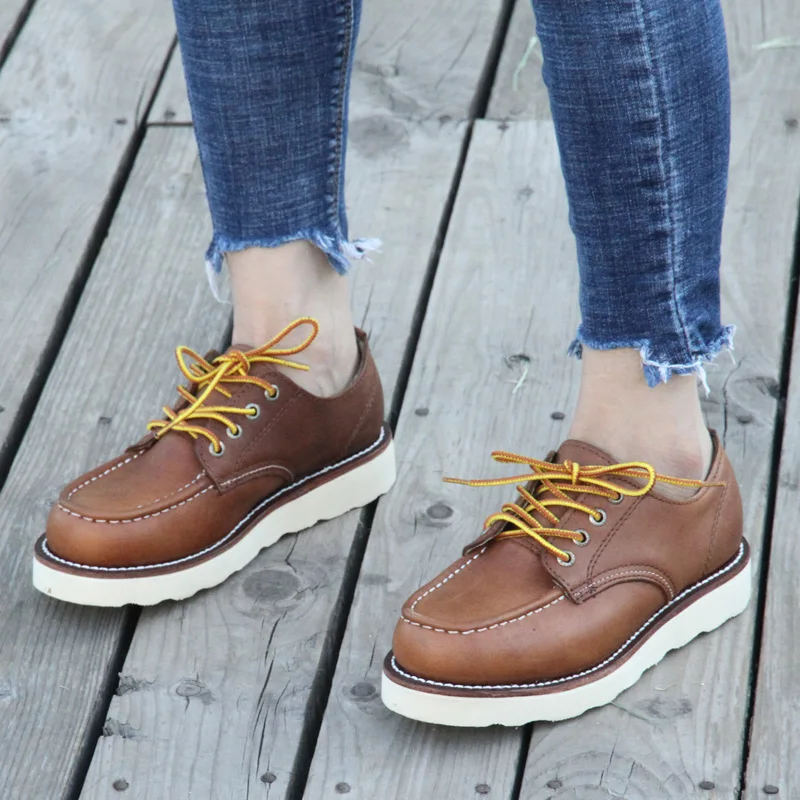 

Briti Sle Outdoor Повседневная кожаная oes Весенне-осенняя строчка Цельнокожаная стелька и подошва Плоский бот Work oes