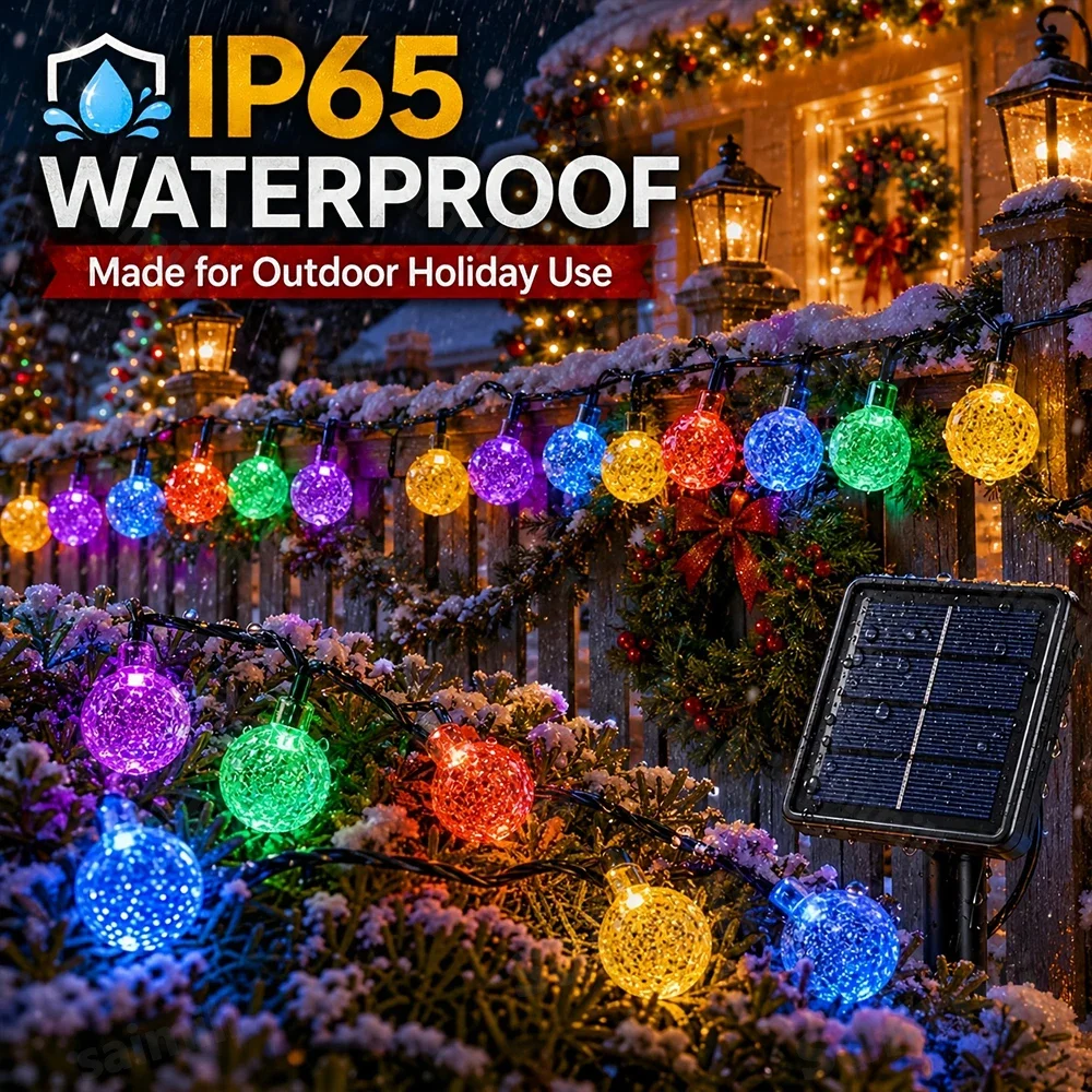 Solar Bubble Ball LED Garland Light 8 Dynamic Modes Build Stunning Night Atmosphere For Courtyard Fence Landscape Decor Lighting