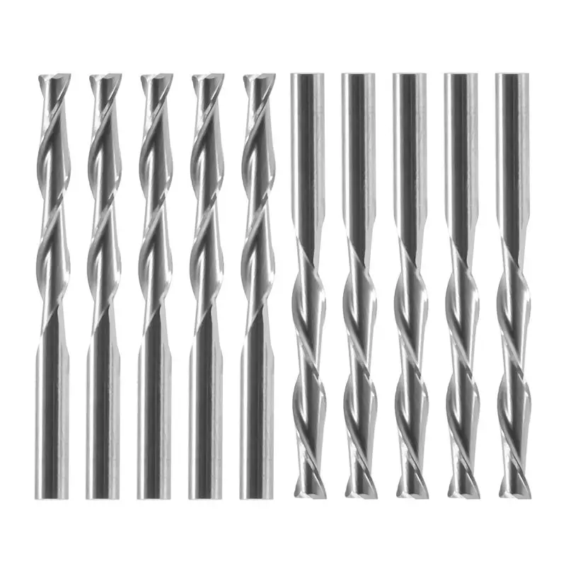 

AT05-10X 1/8 Inch 3.175Mm Carbide CNC Double Two Flute Spiral Bits End Mill Router 22Mm