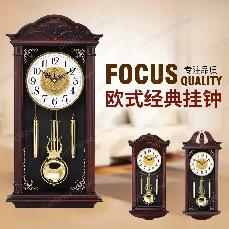 Silent Swing Wall Watches Vintage Clock Mute 3d wall clock Large Pendulum Wall Clocks Living Room Luxury Wood Retro