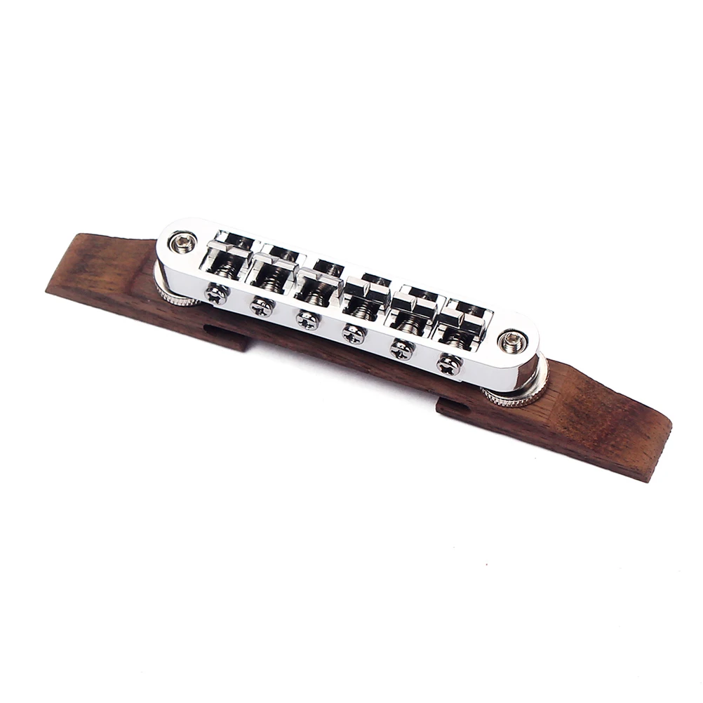 

GA605 Adjustable 6 Strings Guitar Bridge Roller Saddle Metal Guitar Bridge Guitar Parts Accessories (Silver)