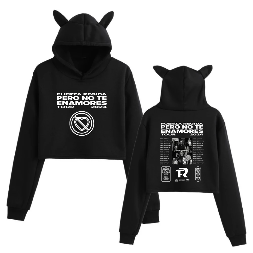 

Fuerza Regida Pero No Te Enamores Tour 2024 Cat Ears Hoodie Music Fans Gift Clothing Girls Fashion Long Sleeve Printing Regular