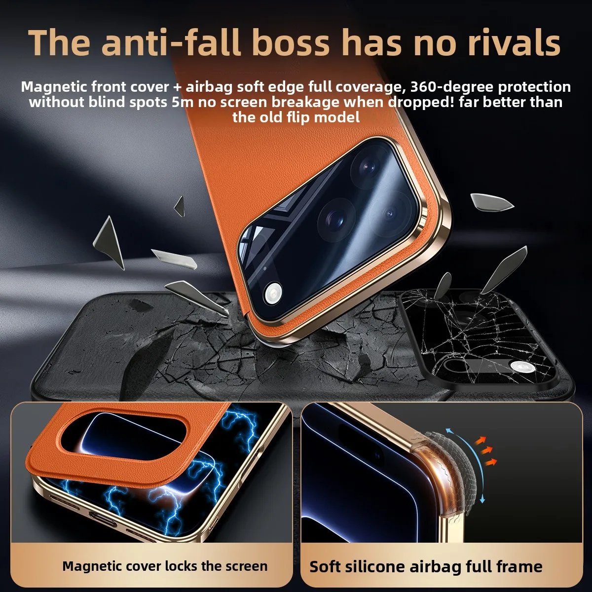 Plating Smart View Window Genuine Leather Phone Case for IPhone 17 Pro Max 17 Pro for Magnet Magnetic Flip Wallet Holder Cover