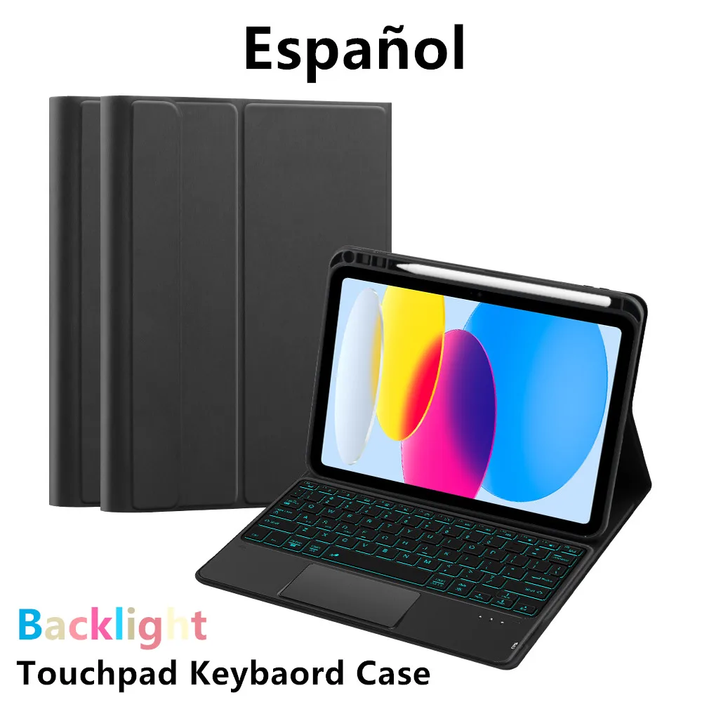 AJIUYU Tastaturhülle für iPad 10th 10,9 Zoll Air 4th 5th 6th 9th Pro 11 12.9 3rd 10.5" 10.2" 9.7 Magic Smart Cover Hintergrundbeleuchtung Touch